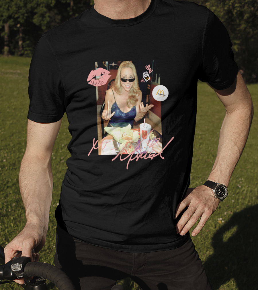 Mariah Carey McDonalds Merch With Pink Lips And Heart Accents T-Shirt