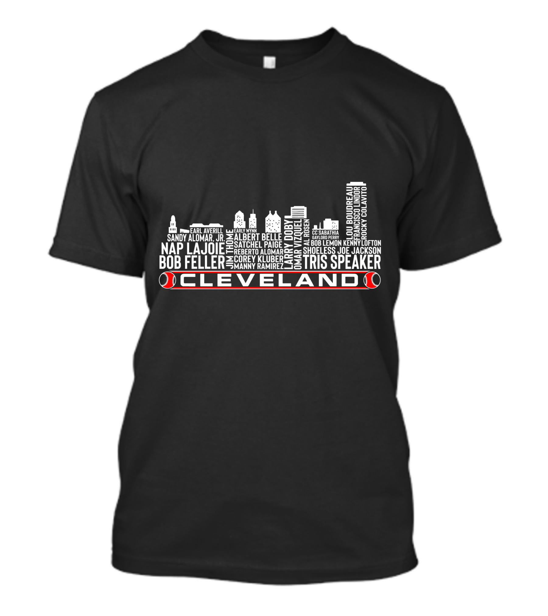 Cleveland Baseball Bob Feller Bob Lemon Tris Speaker Satchel Paige Legends Nap Lajoie Omar Vizquel T-Shirt