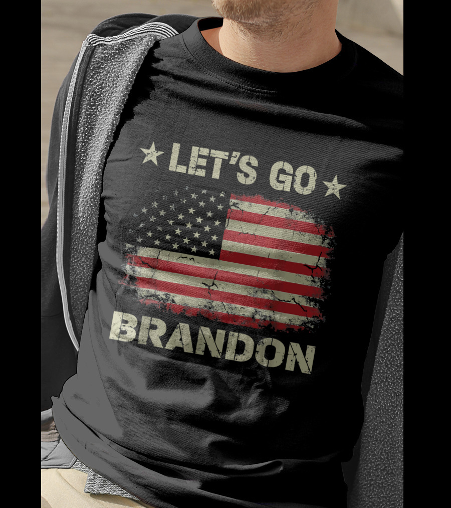 LET'S GO BRANDON American Flag Stars Distressed Patriotic Anti Liberal T-Shirt