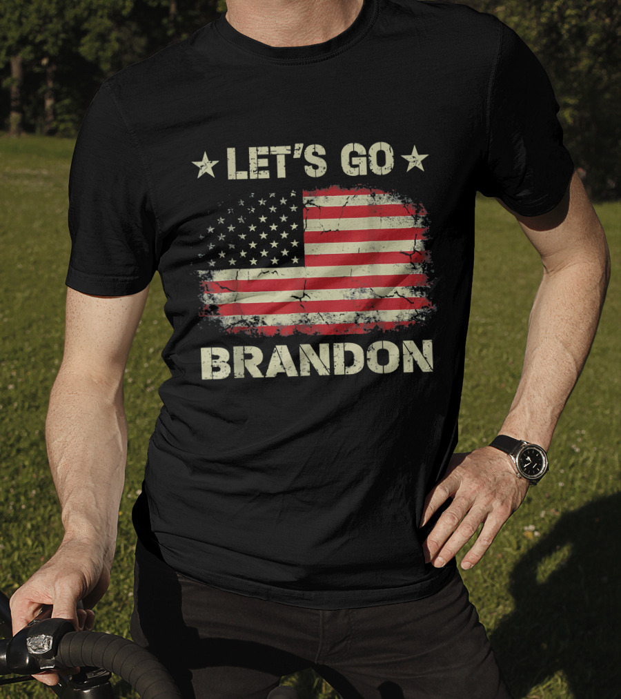 LET'S GO BRANDON American Flag Stars Distressed Patriotic Anti Liberal T-Shirt