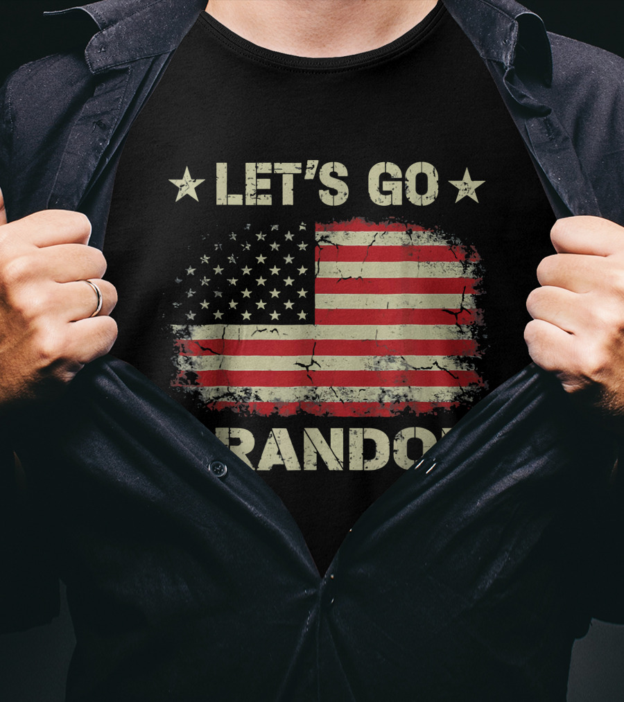 LET'S GO BRANDON American Flag Stars Distressed Patriotic Anti Liberal T-Shirt