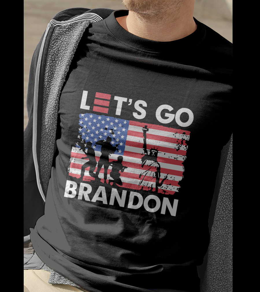 Let's Go Brandon American Flag Statue Of Liberty T-Shirt