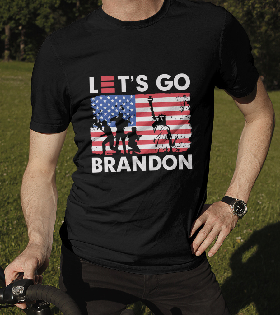Let's Go Brandon American Flag Statue Of Liberty T-Shirt