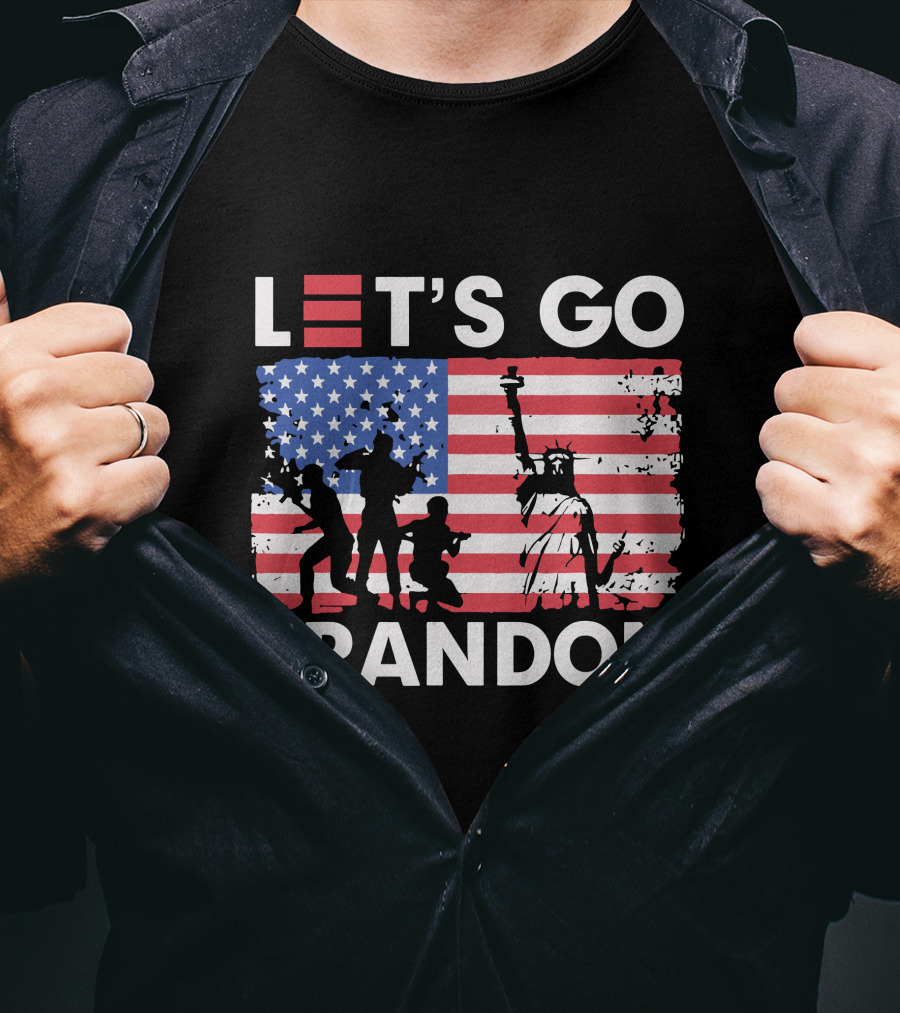 Let's Go Brandon American Flag Statue Of Liberty T-Shirt