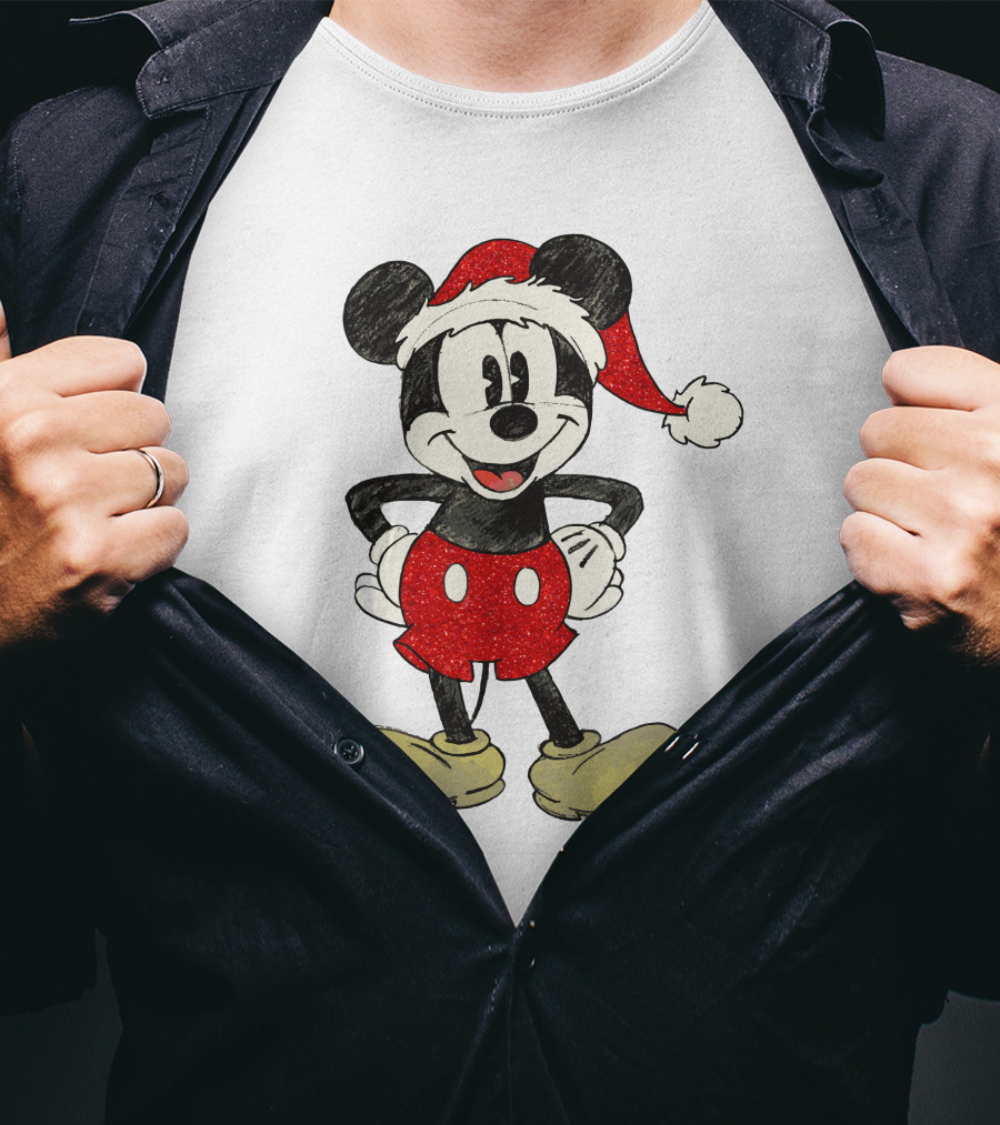 Mickey Mouse Santa Hat Christmas Disney T-Shirt