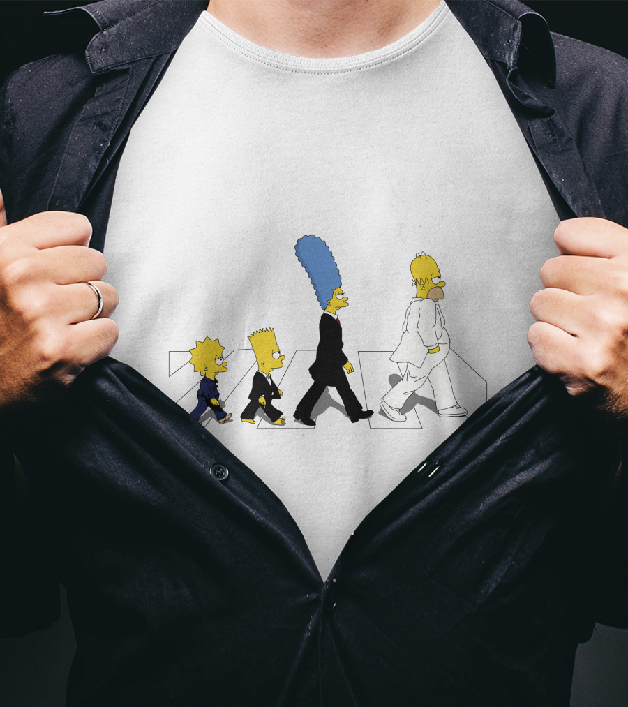The Simpsons Abbey Road Parody Walking Family T-Shirt