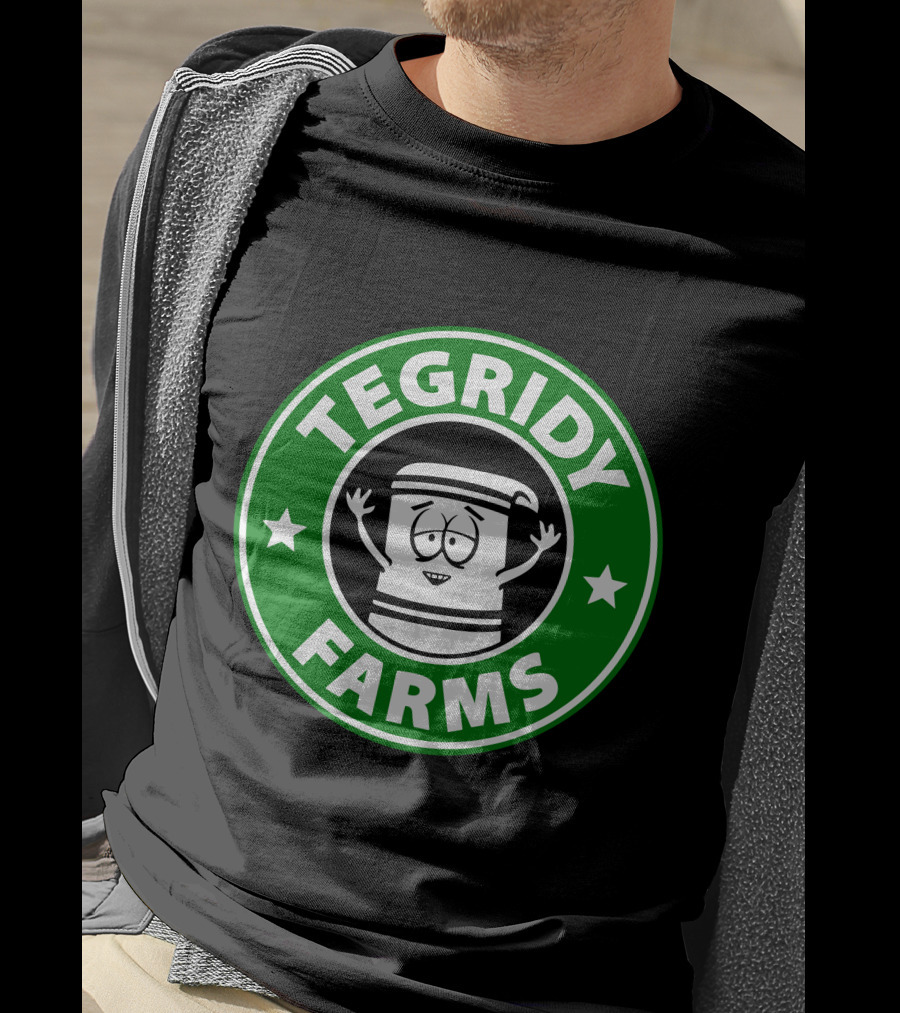 Tegridy Farms Cannabis Cup Logo With Cartoon Character And Green Circle T-Shirt