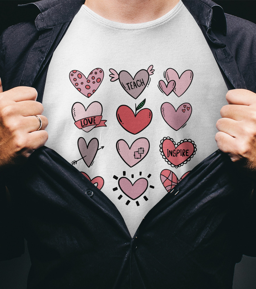 Teach Love Inspire Hearts Valentine T-Shirt