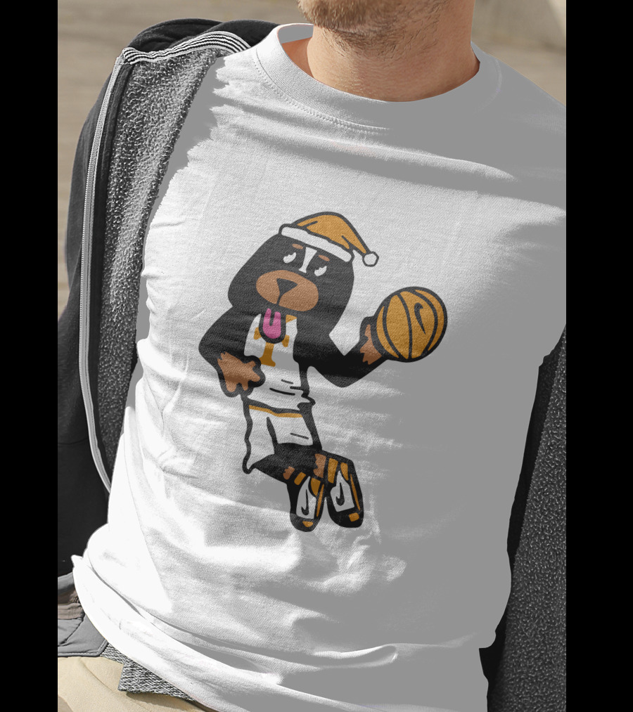 Tennessee Vols Smokey Basketball Santa Holiday Mascot Dunk T-Shirt