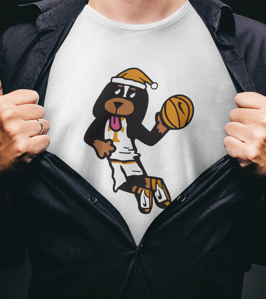 Tennessee Vols Smokey Basketball Santa Holiday Mascot Dunk T-Shirt