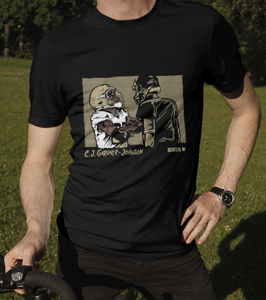 C.J. Gardner-Johnson NFLPA Confrontation With Helmeted Opponent T-Shirt