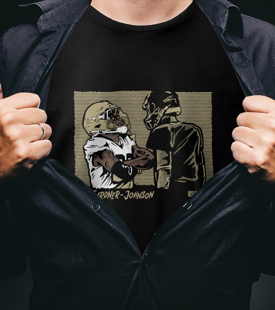 C.J. Gardner-Johnson NFLPA Confrontation With Helmeted Opponent T-Shirt