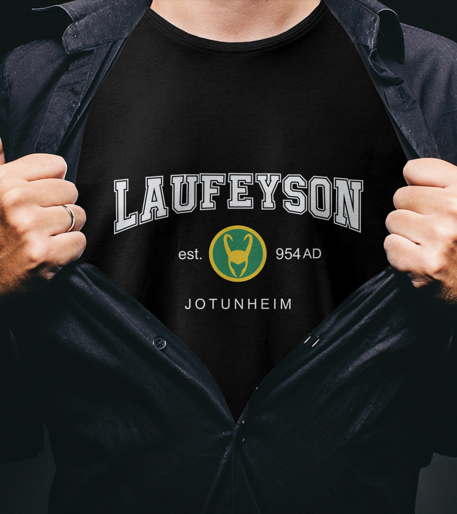 Laufeyson Est 954 AD Jotunheim Green Helmet T-Shirt