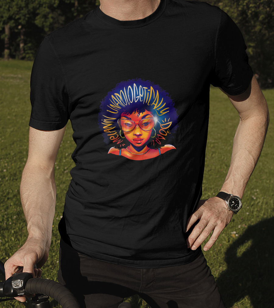 Melanin Unapologetically Dope Colorful Afro Glasses T-Shirt