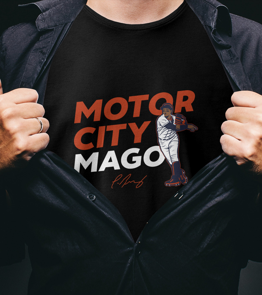 Motor City Mago Detroit Tigers Baseball Pitcher T-Shirt
