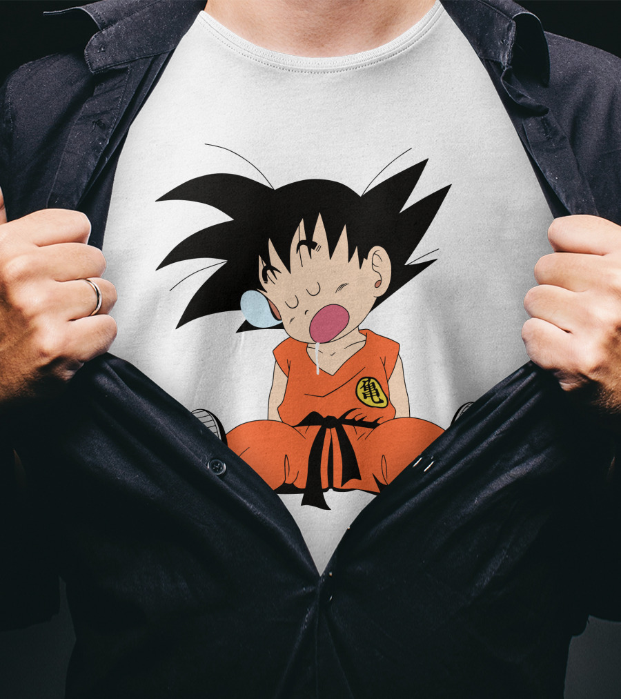 Baby Goku Sleepy Orange Gi Krillin Kanji Bubblegum Drool T-Shirt