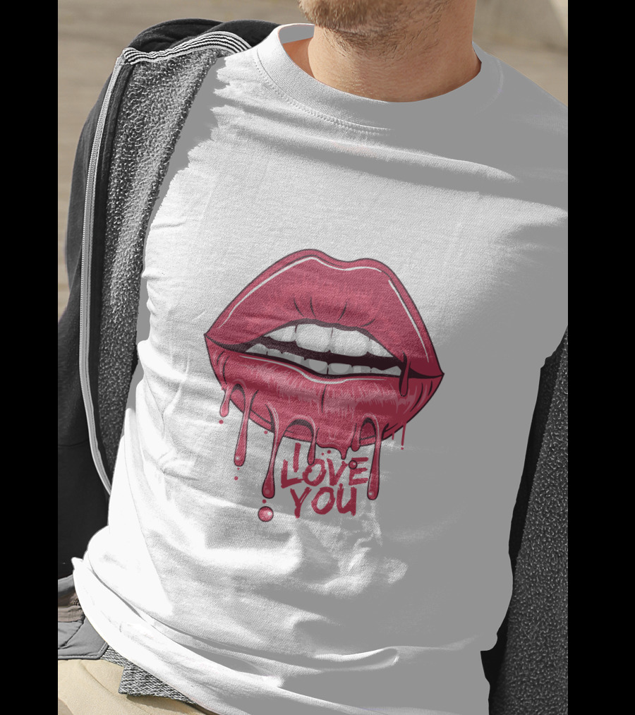 Lips Dripping Pink Love You Kiss Blood T-Shirt