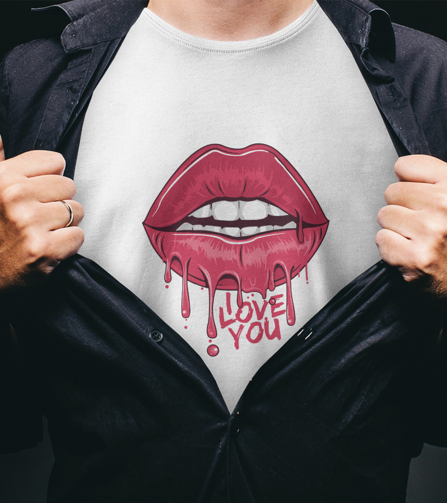 Lips Dripping Pink Love You Kiss Blood T-Shirt