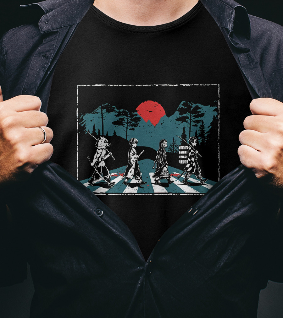Demon Slayer Abbey Road Anime Crossover Street Crossing Montage T-Shirt