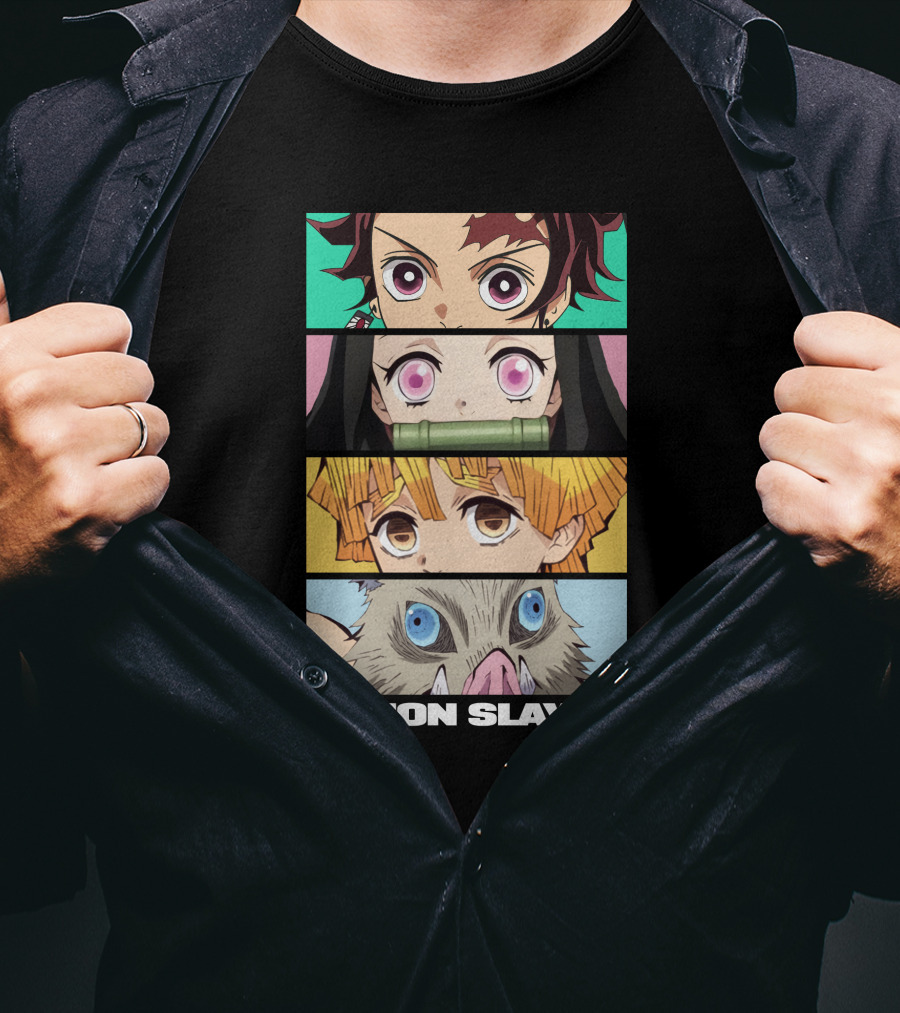 Demon Slayer Anime Characters Tanjiro Nezuko Zenitsu Inosuke T-Shirt