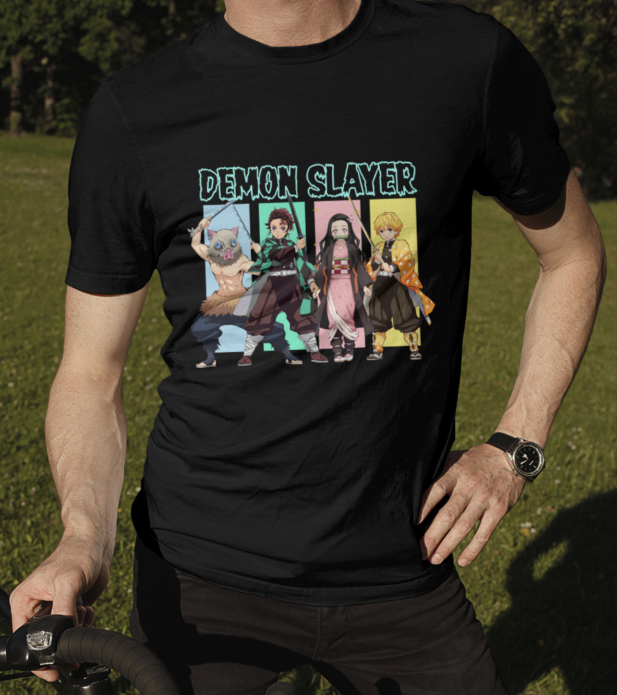 Demon Slayer Kimetsu No Yaiba Characters Tanjiro Nezuko Zenitsu Inosuke T-Shirt