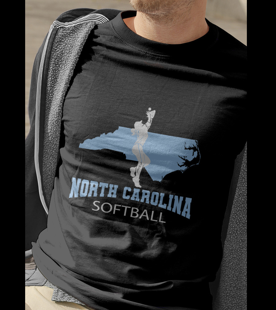 North Carolina Softball Girl Silhouette With State Map T-Shirt