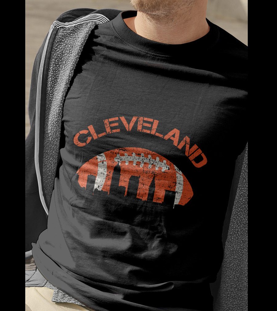 Vintage Cleveland Skyline Football T-Shirt