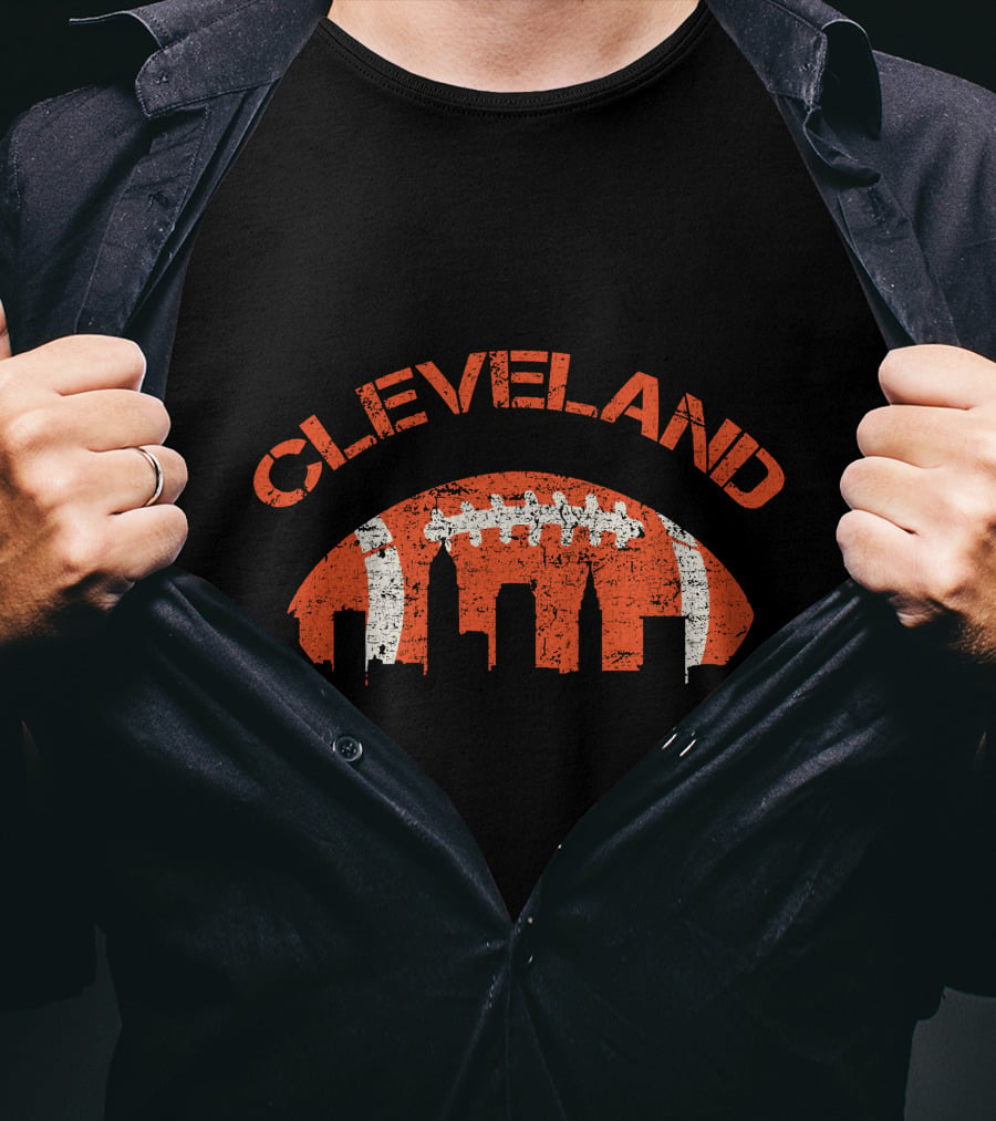 Vintage Cleveland Skyline Football T-Shirt