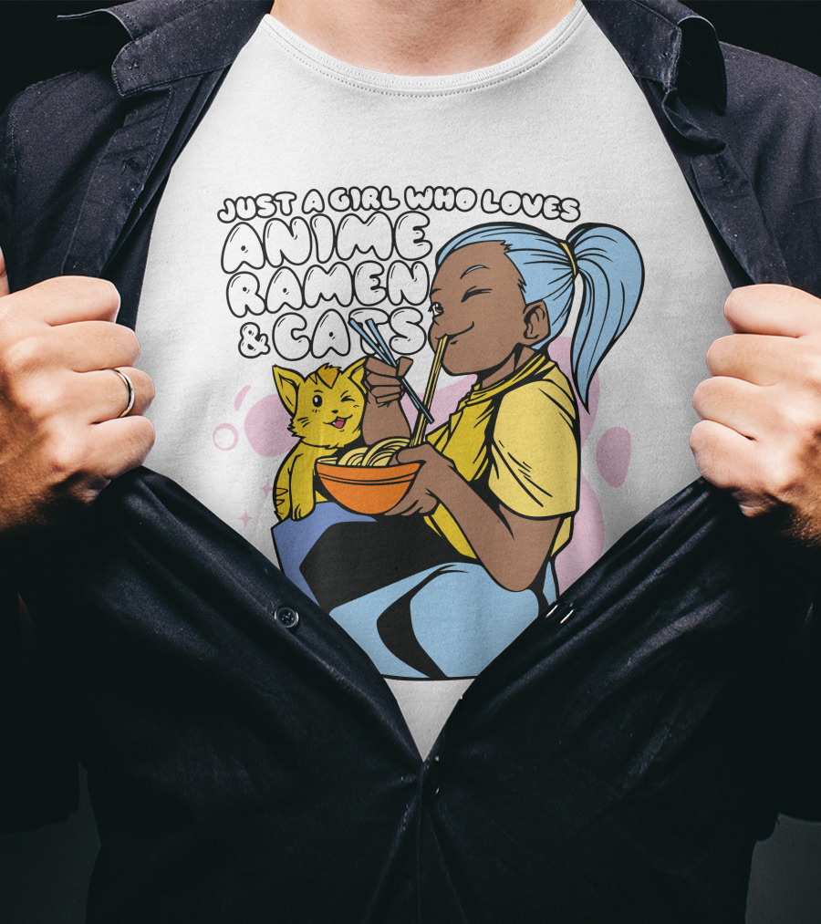 Just A Girl Who Loves Anime Ramen And Cats T-Shirt