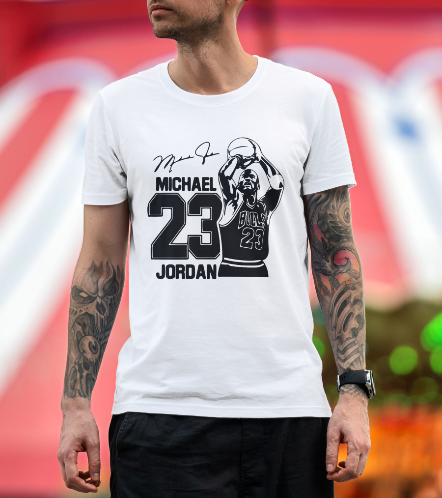 Michael Jordan 23 Bulls Basketball Signature T-Shirt