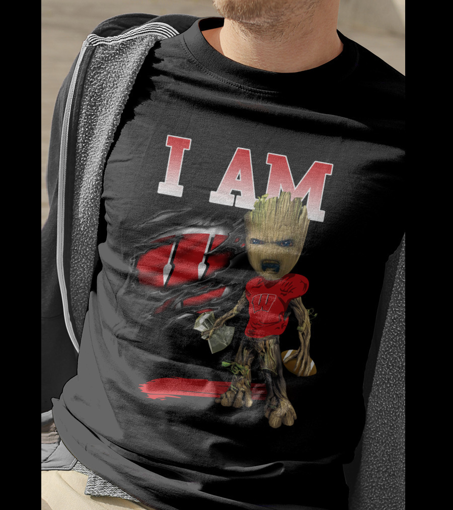 I Am Groot Wisconsin Badgers Football Fan T-Shirt