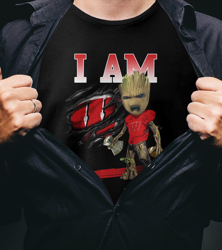 I Am Groot Wisconsin Badgers Football Fan T-Shirt