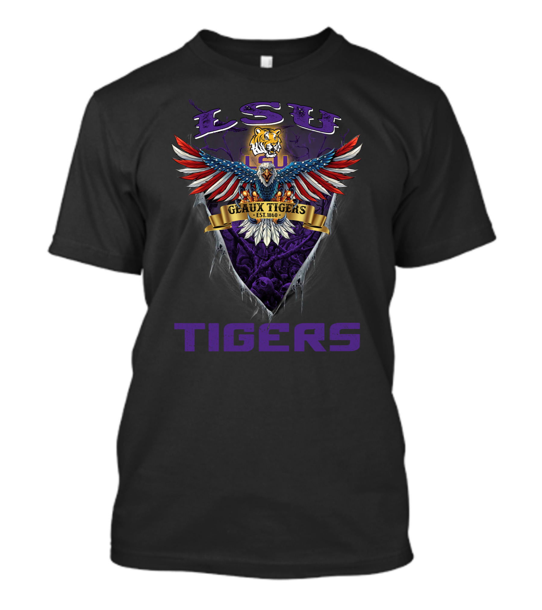 Lsu Tigers Geaux Tigers Est. 1860 Us Eagle T-Shirt