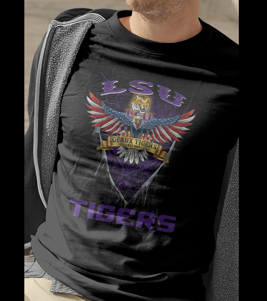 Lsu Tigers Geaux Tigers Est. 1860 Us Eagle T-Shirt