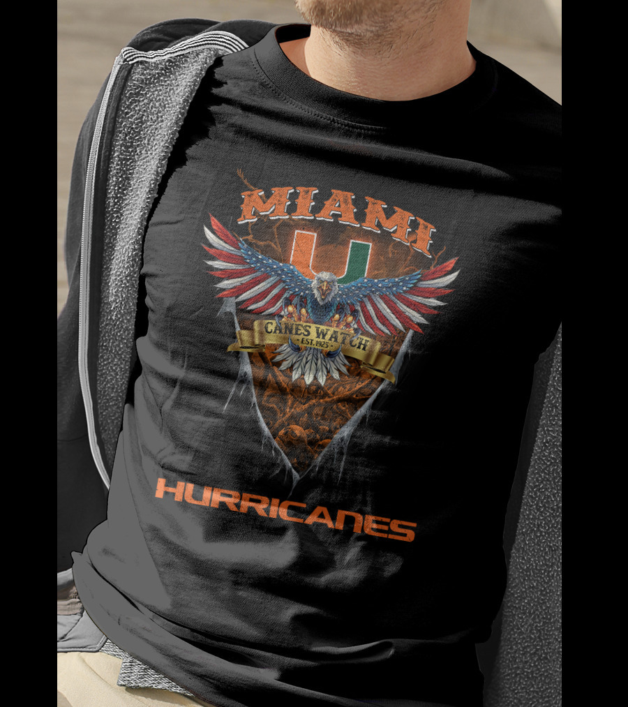 Miami Hurricanes Canes Watch Est. 1925 Eagle Shield T-Shirt