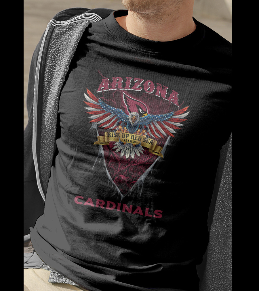 Arizona Cardinals Rise Up Red Sea Est. 1898 Nfl Us Eagle T-Shirt