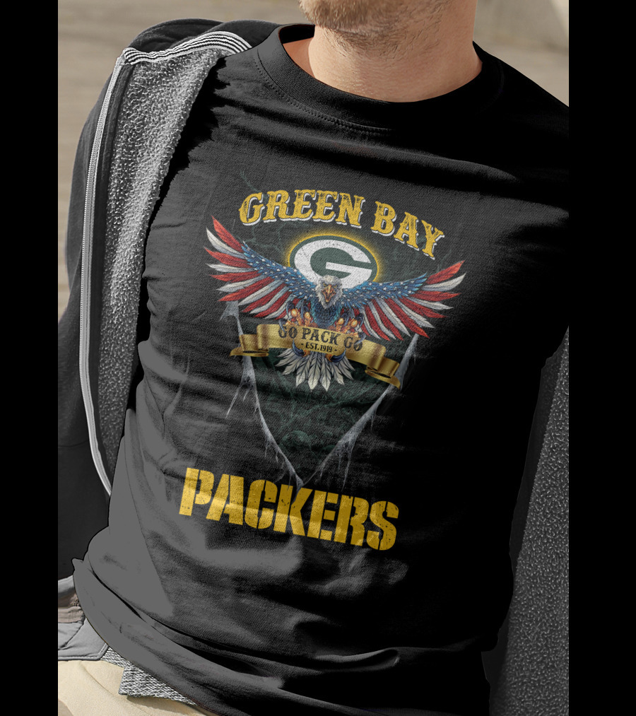 Green Bay Packers Go Pack Go Est. 1919 Nfl Us Eagle T-Shirt