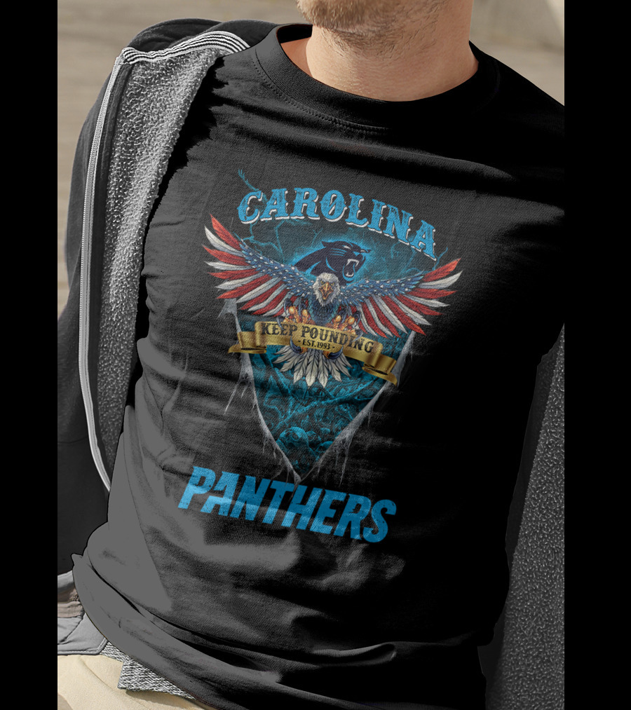 Carolina Panthers Nfl Us Eagle Keep Pounding Est. 1993 T-Shirt
