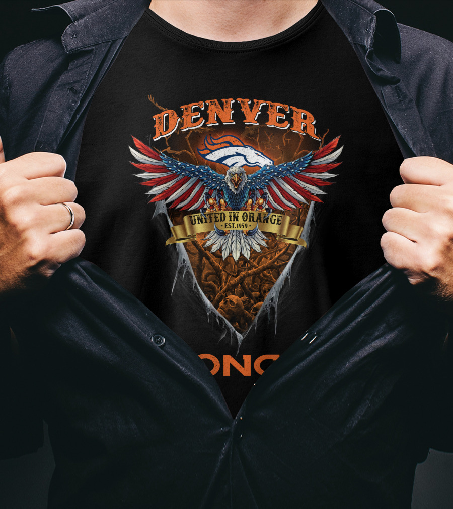 Denver Broncos United In Orange Est. 1959 Nfl Us Eagle T-Shirt