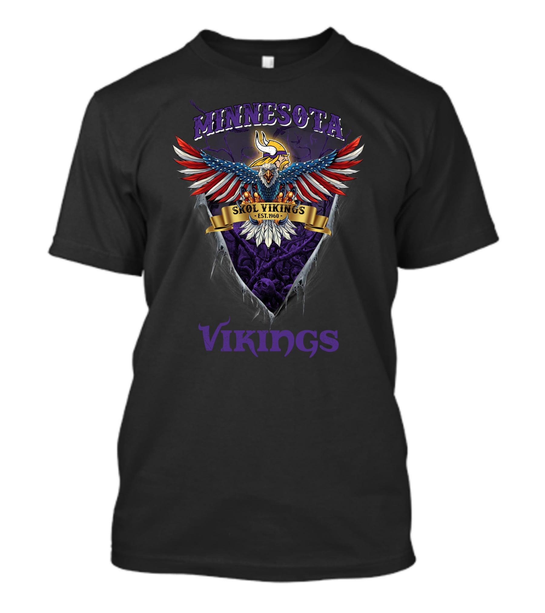 Minnesota Skol Vikings Us Eagle Est. 1960 T-Shirt