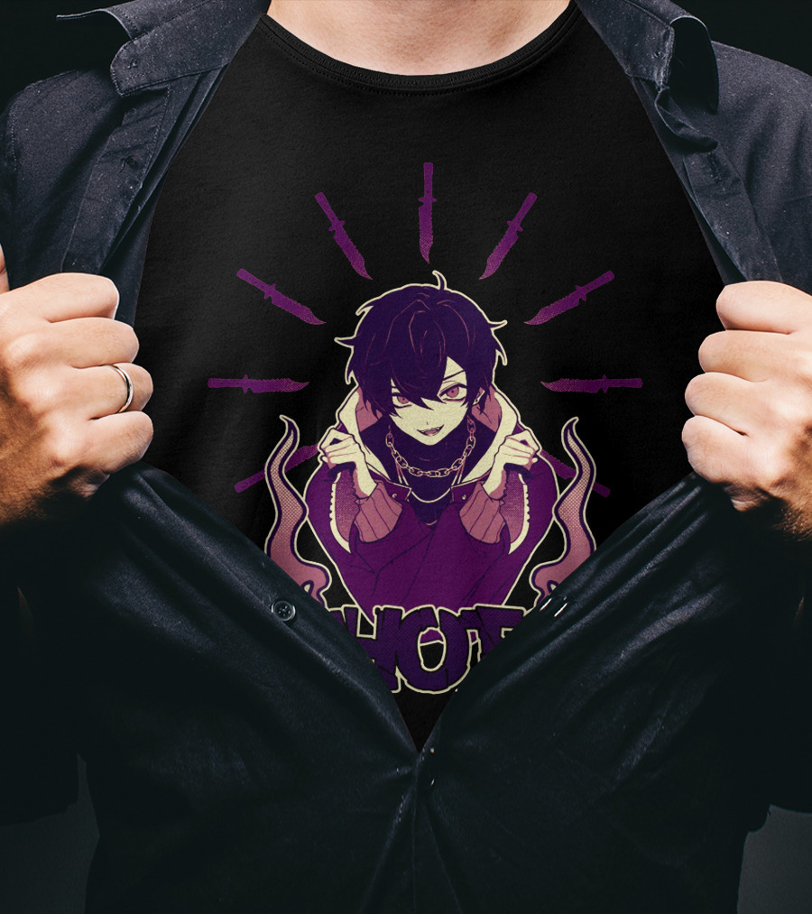 SHOTO ROGUE GUILDIE Anime Character With Knives And Flames T-Shirt