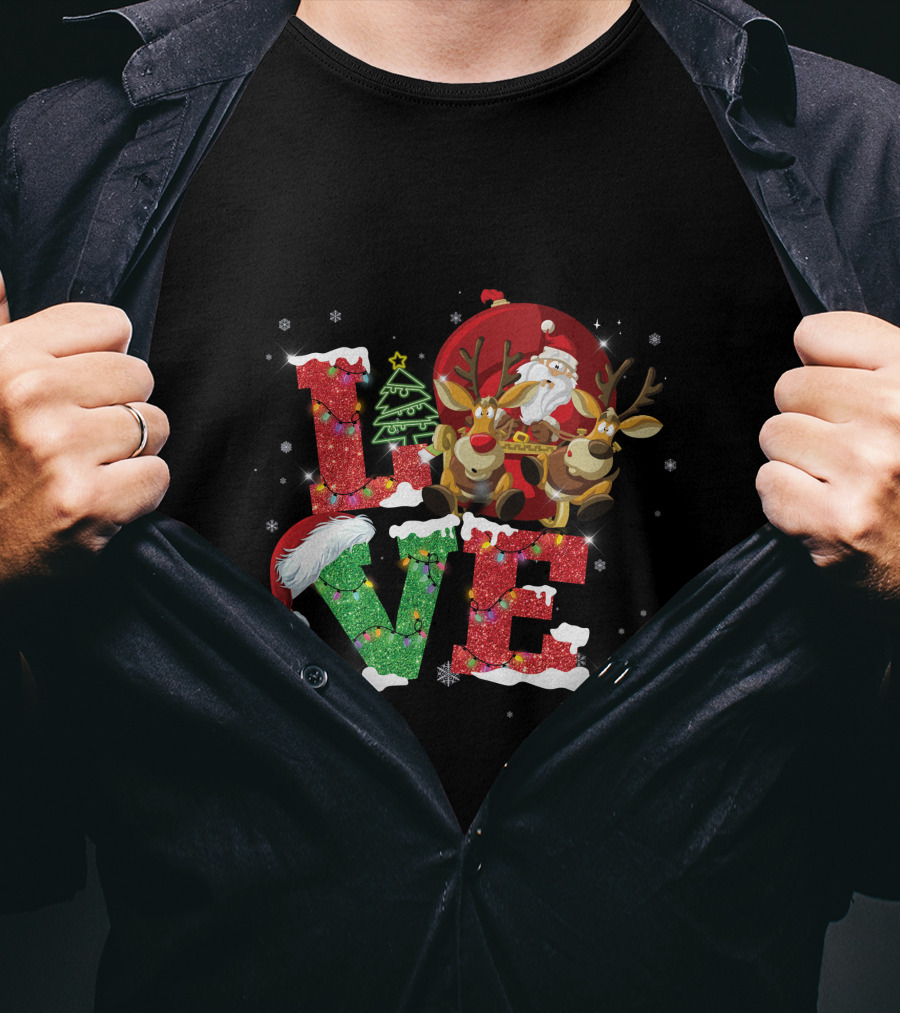 I Love Merry Christmas Santa Reindeer Baby Holiday T-Shirt