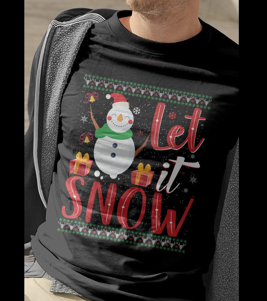 Let It Snow Snowman Christmas Presents Holiday T-Shirt