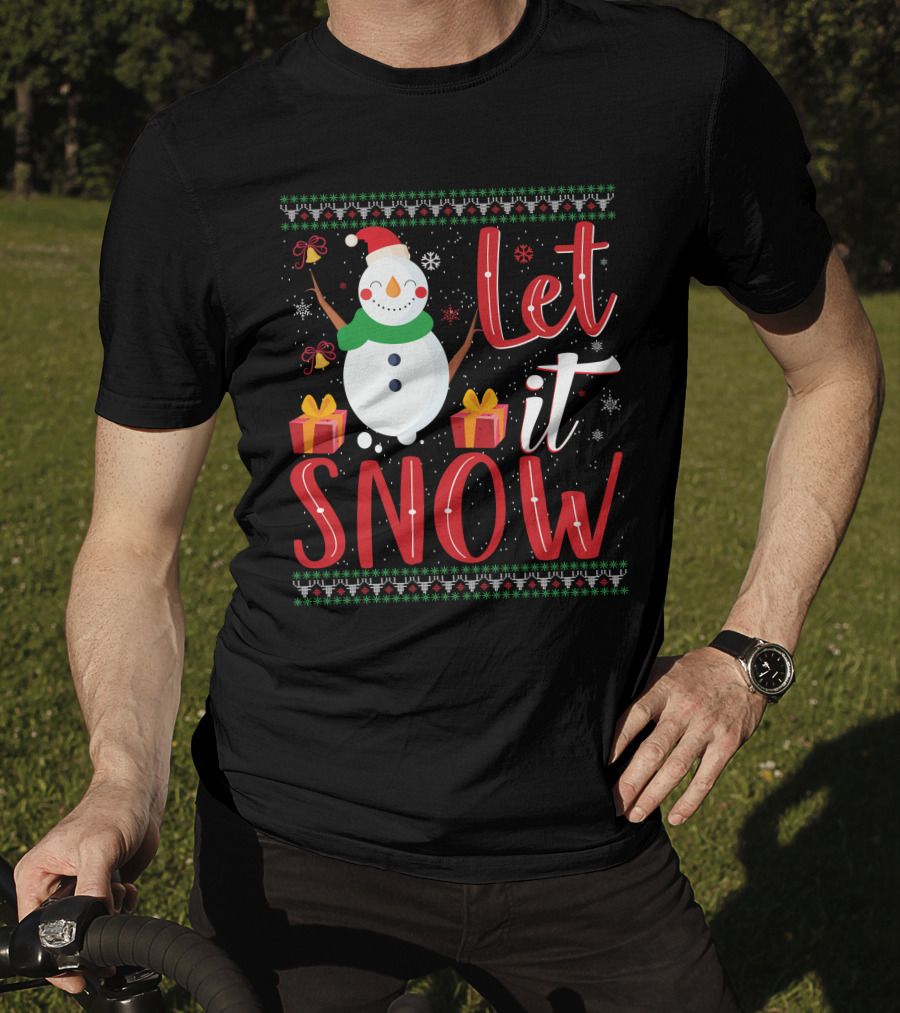 Let It Snow Snowman Christmas Presents Holiday T-Shirt