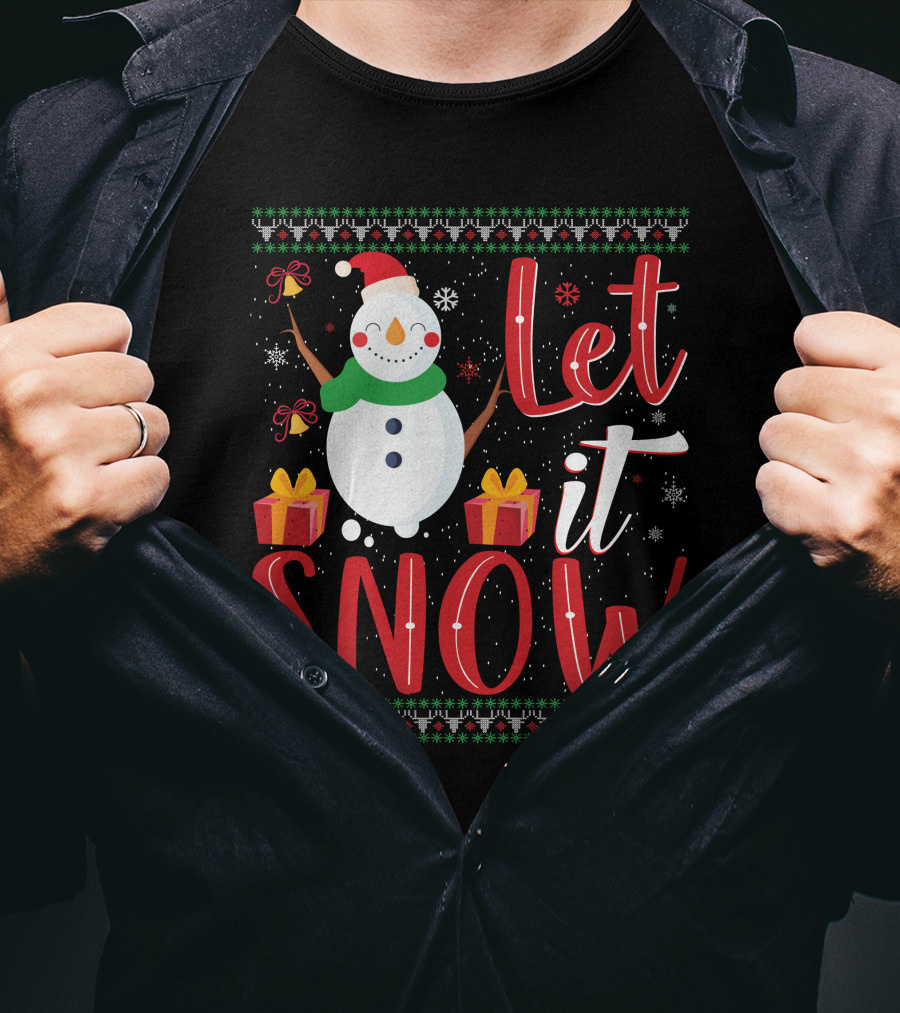 Let It Snow Snowman Christmas Presents Holiday T-Shirt
