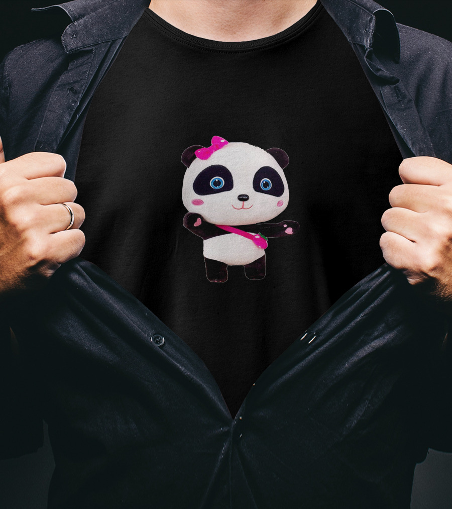 Gautruc2 Panda Plush Pink Bow T-Shirt