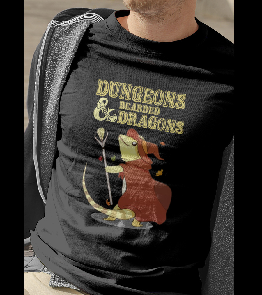 Dungeons Bearded Dragons Wizard With Staff Costume T-Shirt