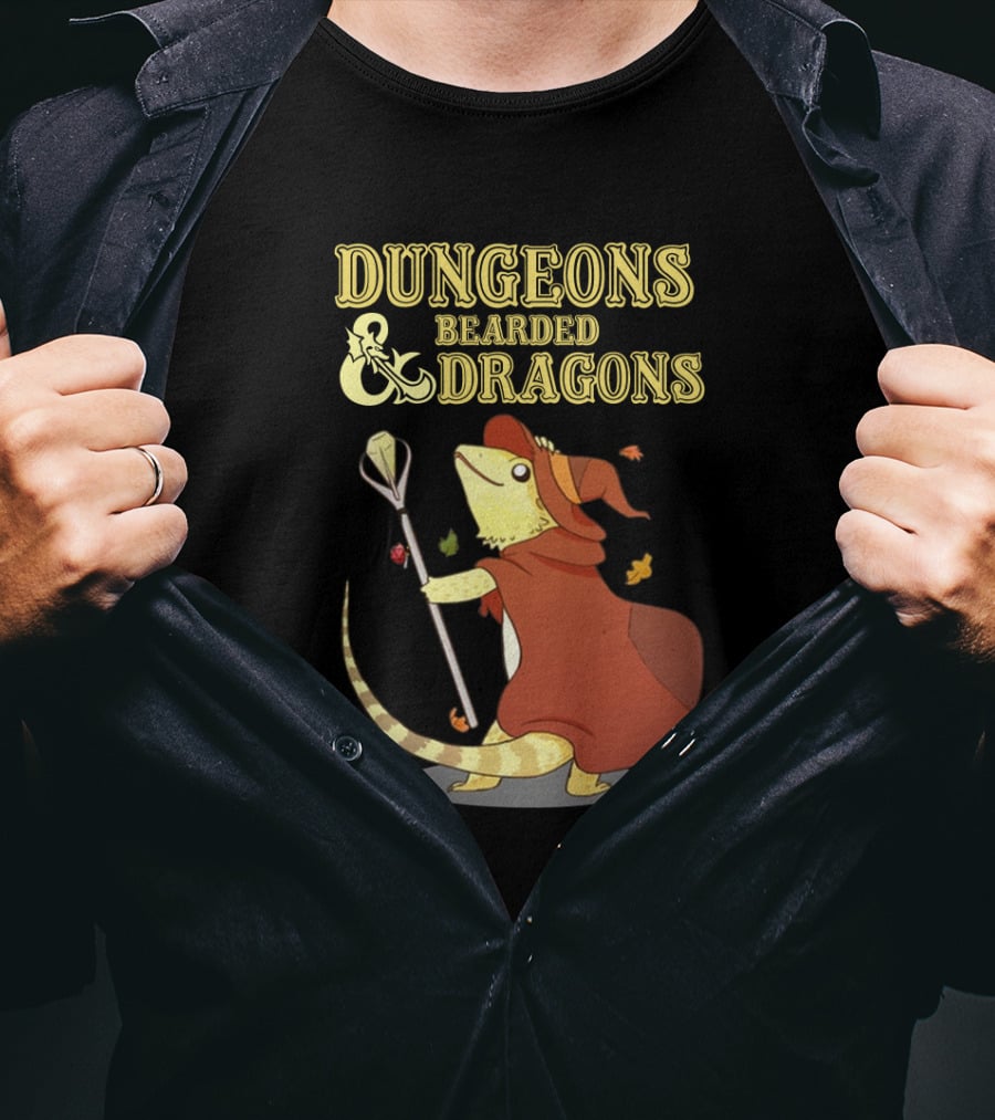 Dungeons Bearded Dragons Wizard With Staff Costume T-Shirt