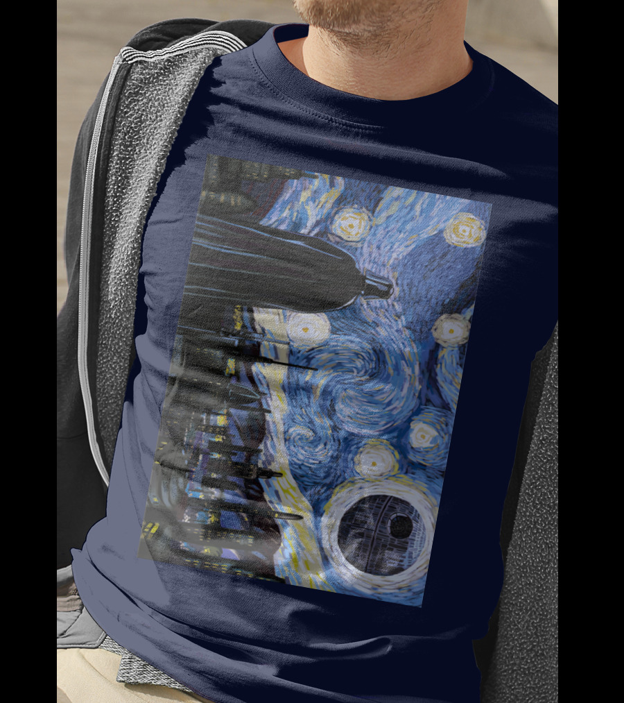 Darth Vader And Death Star In Starry Night T-Shirt