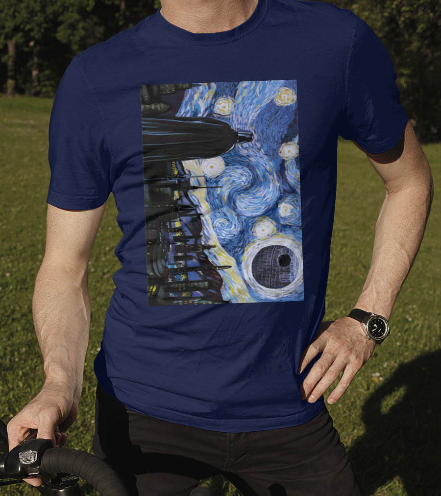Darth Vader And Death Star In Starry Night T-Shirt